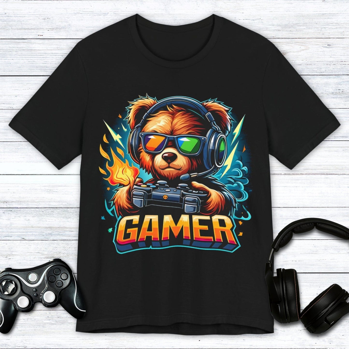 T-Shirt Black / S 3D Firestorm Bear Gamer T-shirt