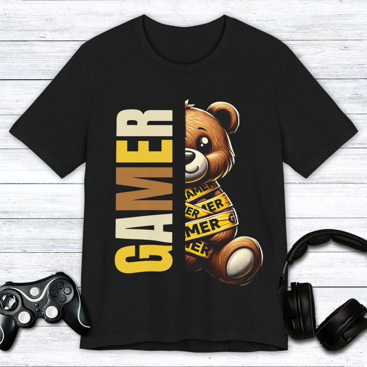 T-Shirt Black / S Caution Gamer Bear T-shirt