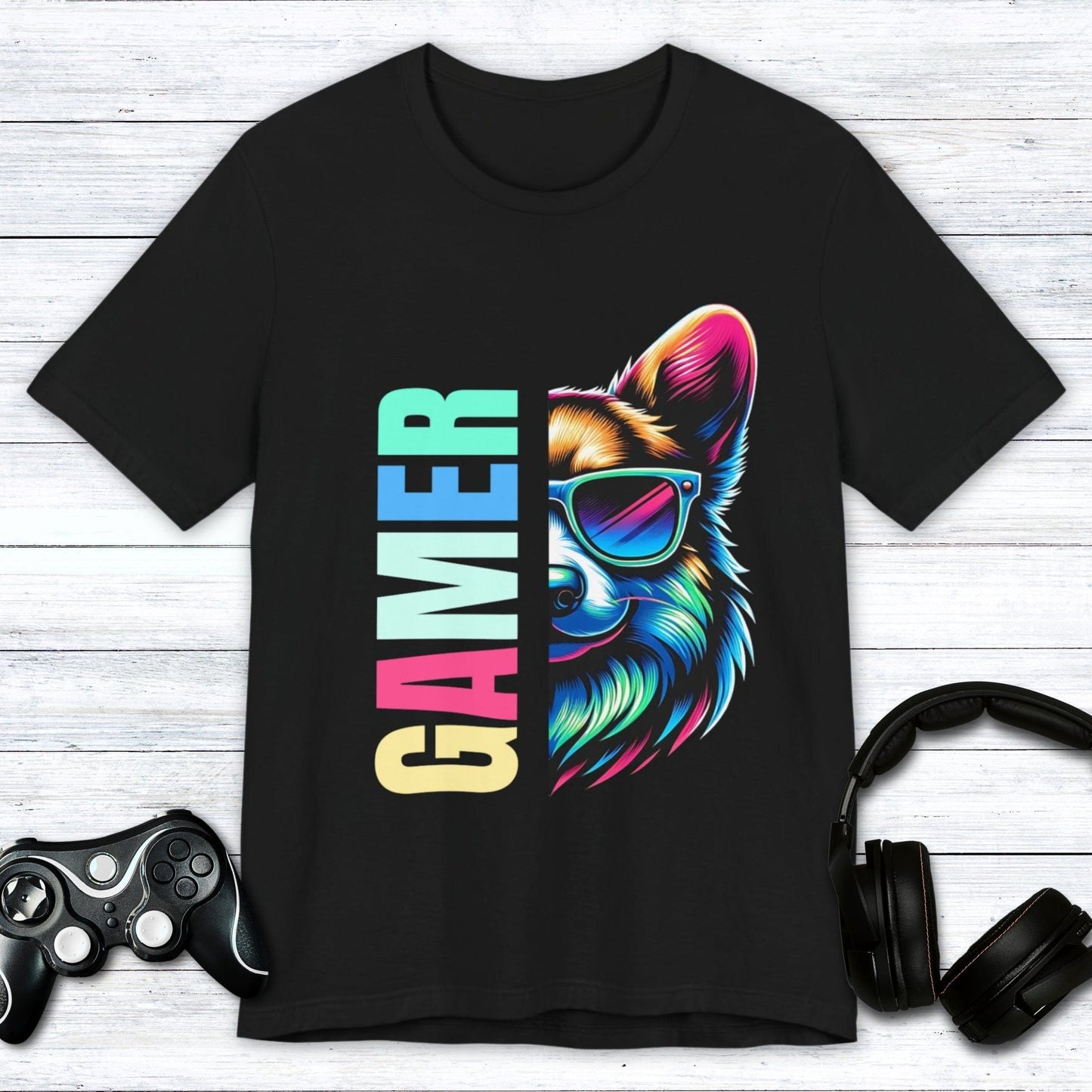 T-Shirt Black / S Chill Corgi Summer Gamer T-shirt