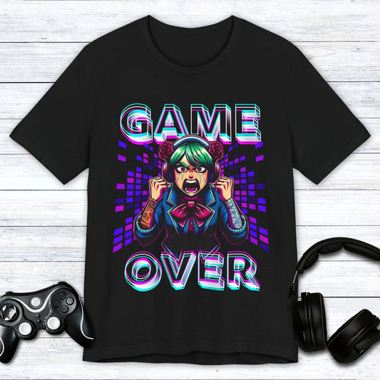 T-Shirt Black / S Game Over - Anime Girl T-shirt