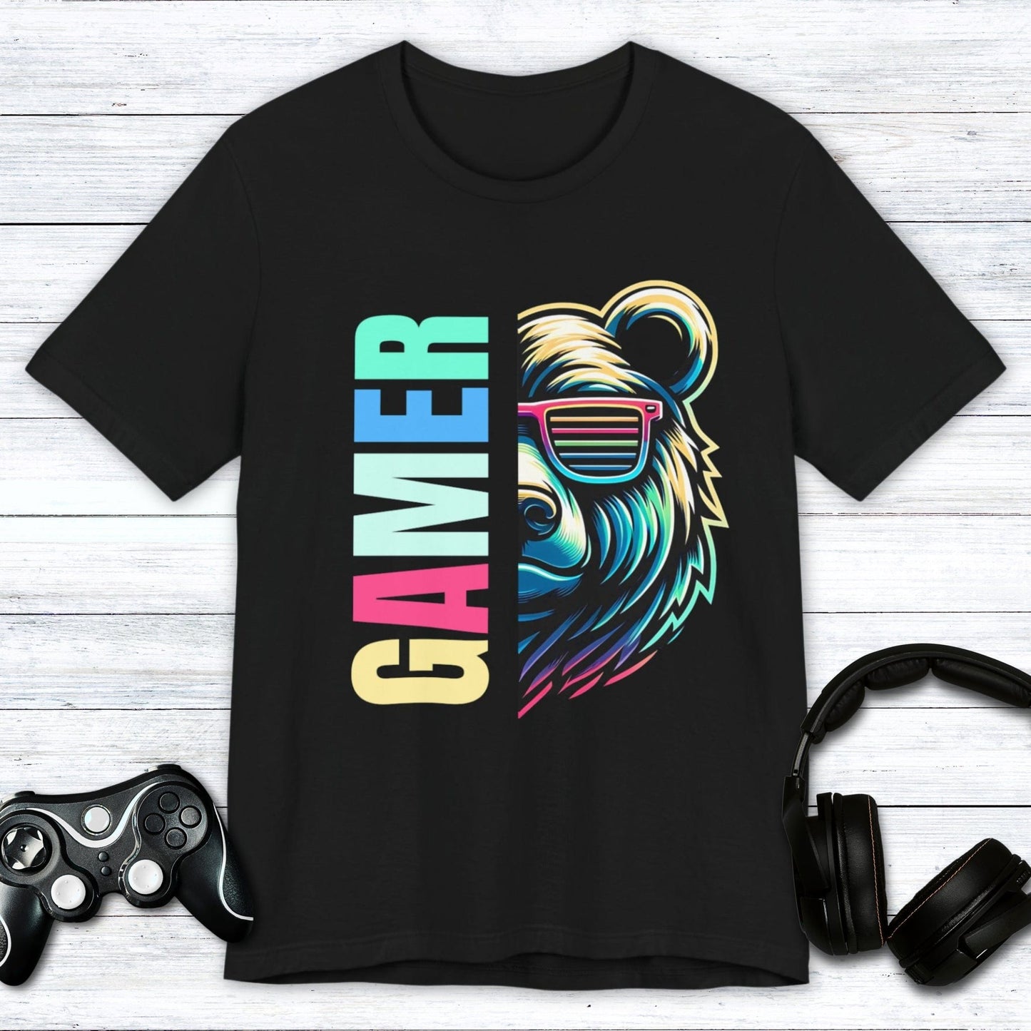 T-Shirt Black / S Gamer Bear Highlights T-shirt