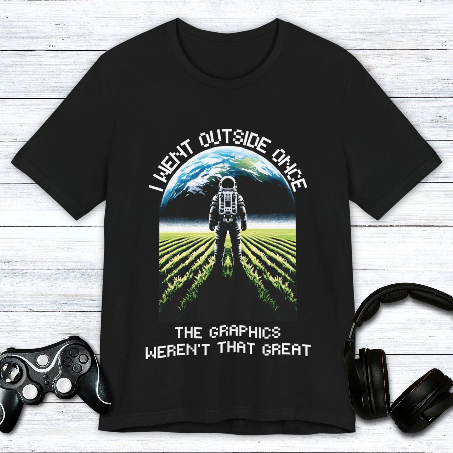 T-Shirt Black / S I Went Outside Once (Green Field) T-shirt