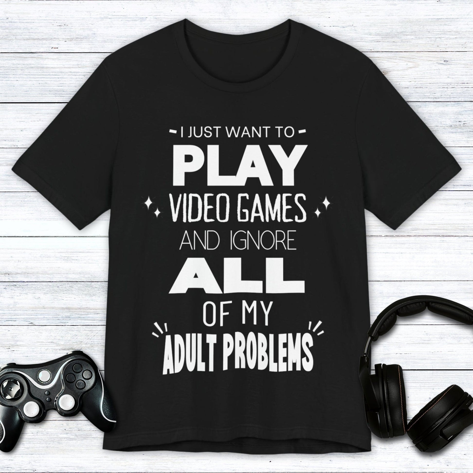 T-Shirt Black / S Pause Adulting, Play Games T-shirt