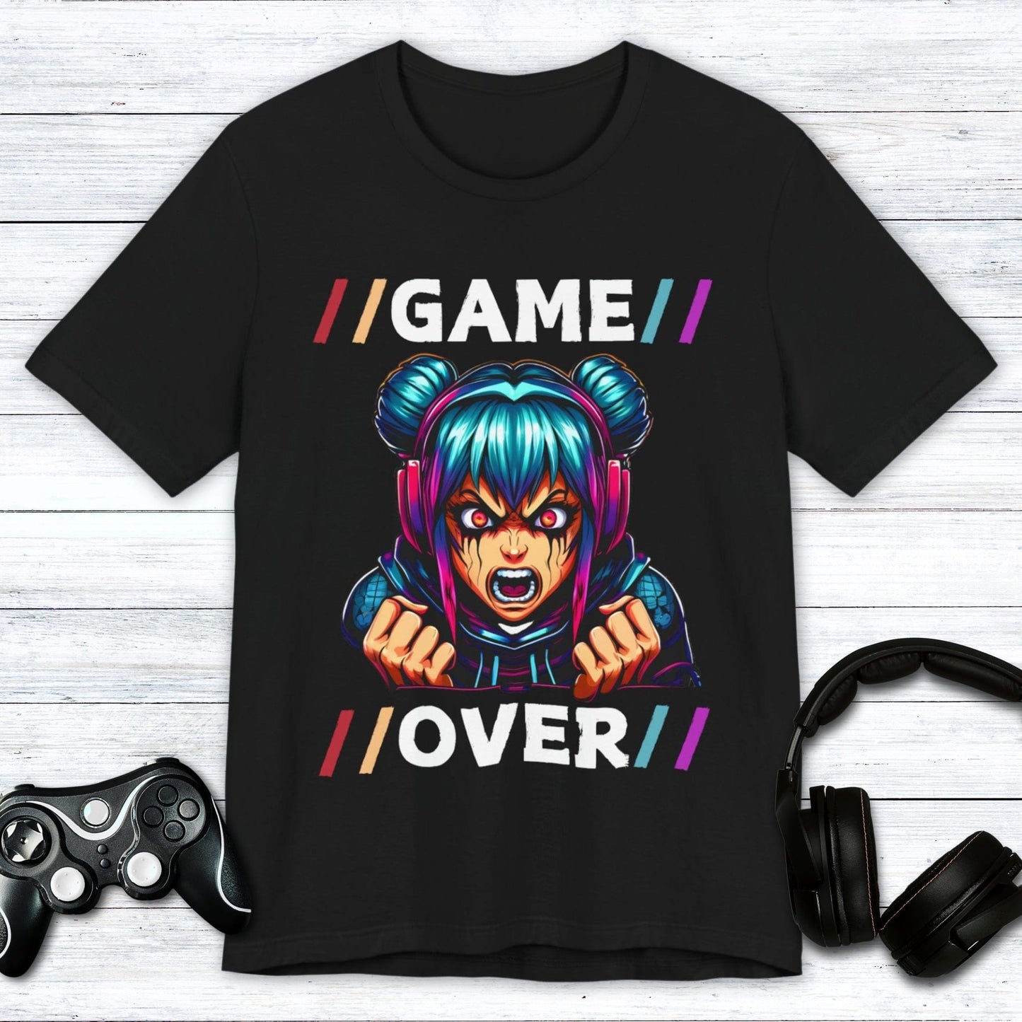 T-Shirt Black / S Rage Quit - Game Over Anime Girl T-shirt
