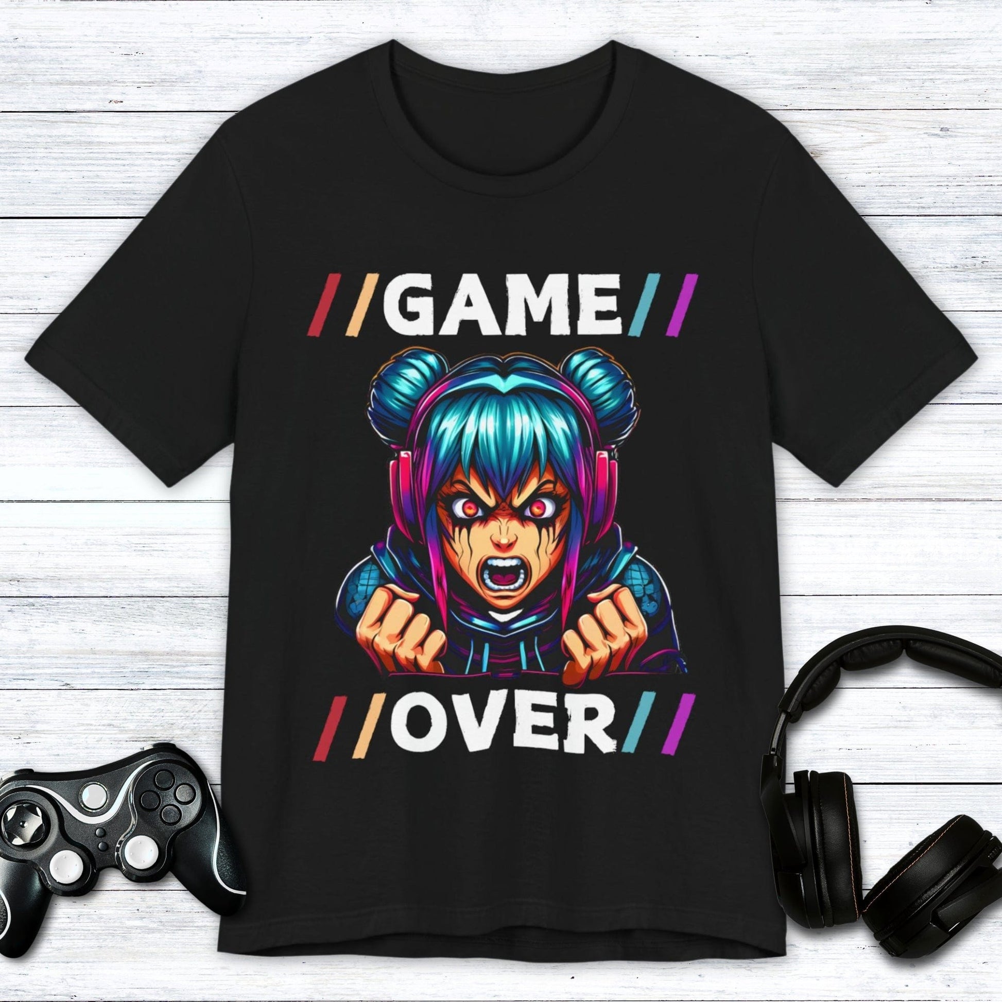 T-Shirt Black / S Rage Quit - Game Over Anime Girl T-shirt