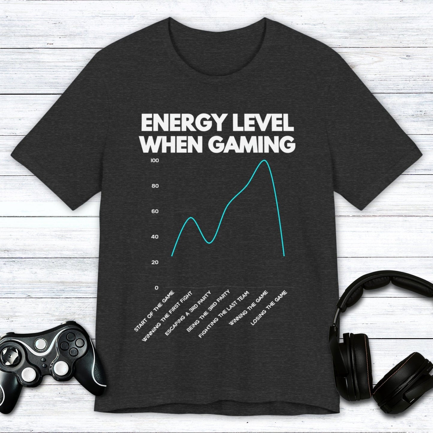 T-Shirt Dark Grey Heather / S Energy Level When Gaming T-shirt