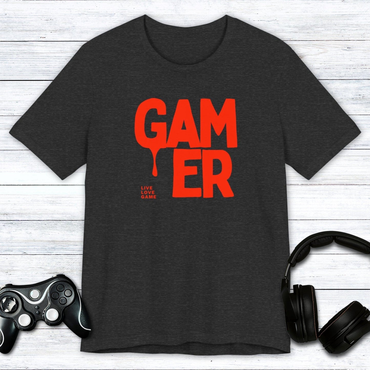 T-Shirt Dark Grey Heather / S Gamer Drip: Live, Love, Game T-shirt