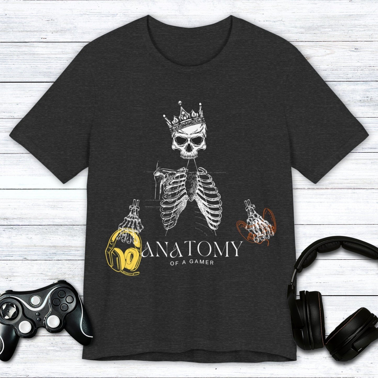 T-Shirt Dark Grey Heather / S Gamer's Anatomy: Bones & Buttons T-shirt
