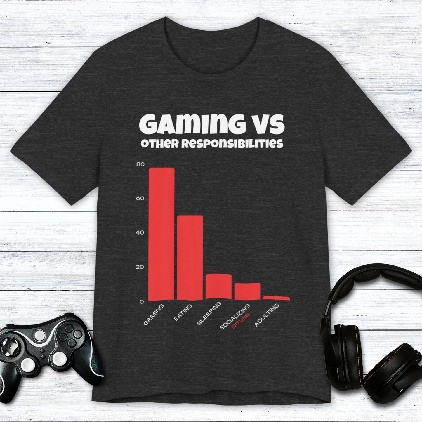 T-Shirt Dark Grey Heather / S Gaming vs Other Responsibilities T-shirt