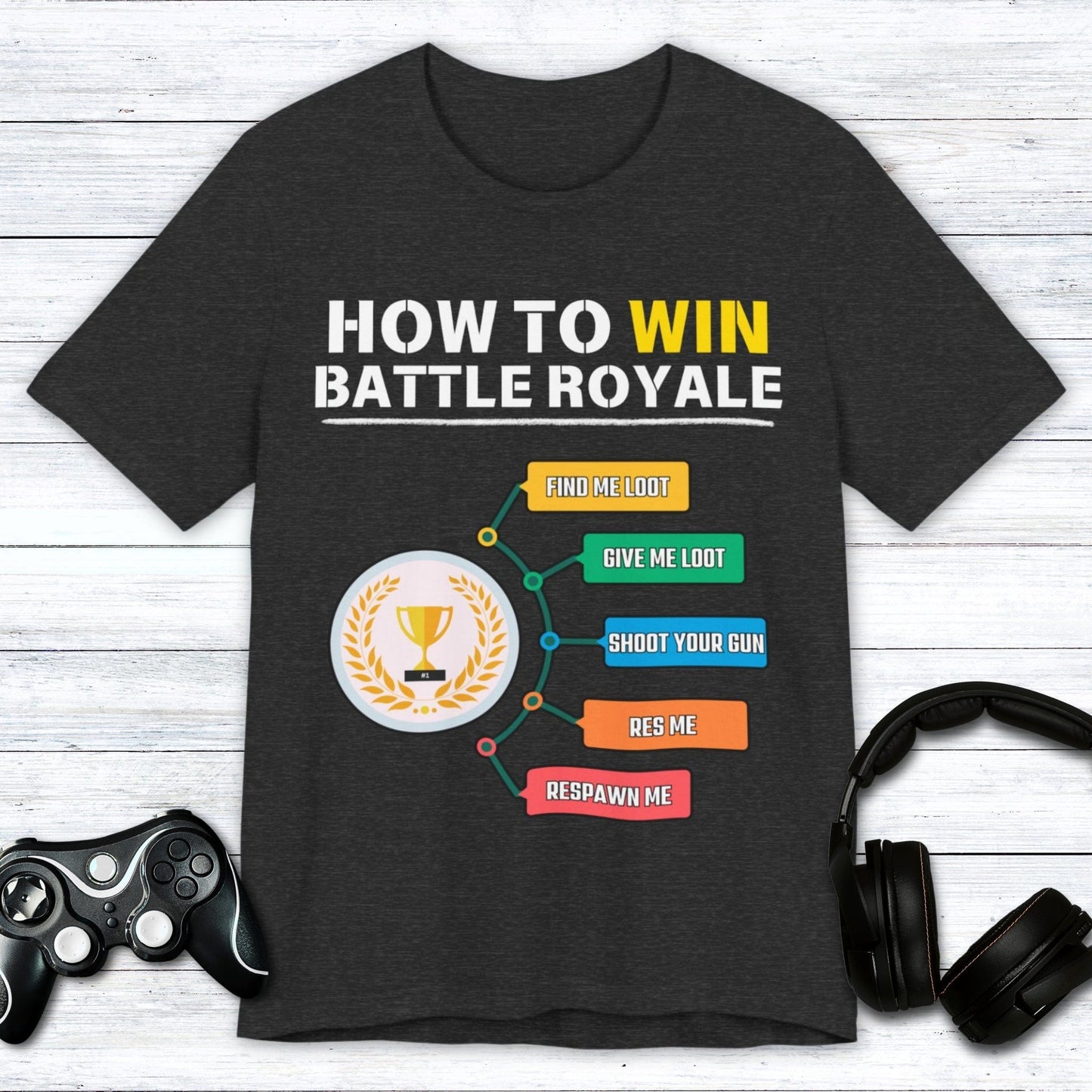 T-Shirt Dark Grey Heather / S How to Win Battle Royale (Gamer) T-shirt