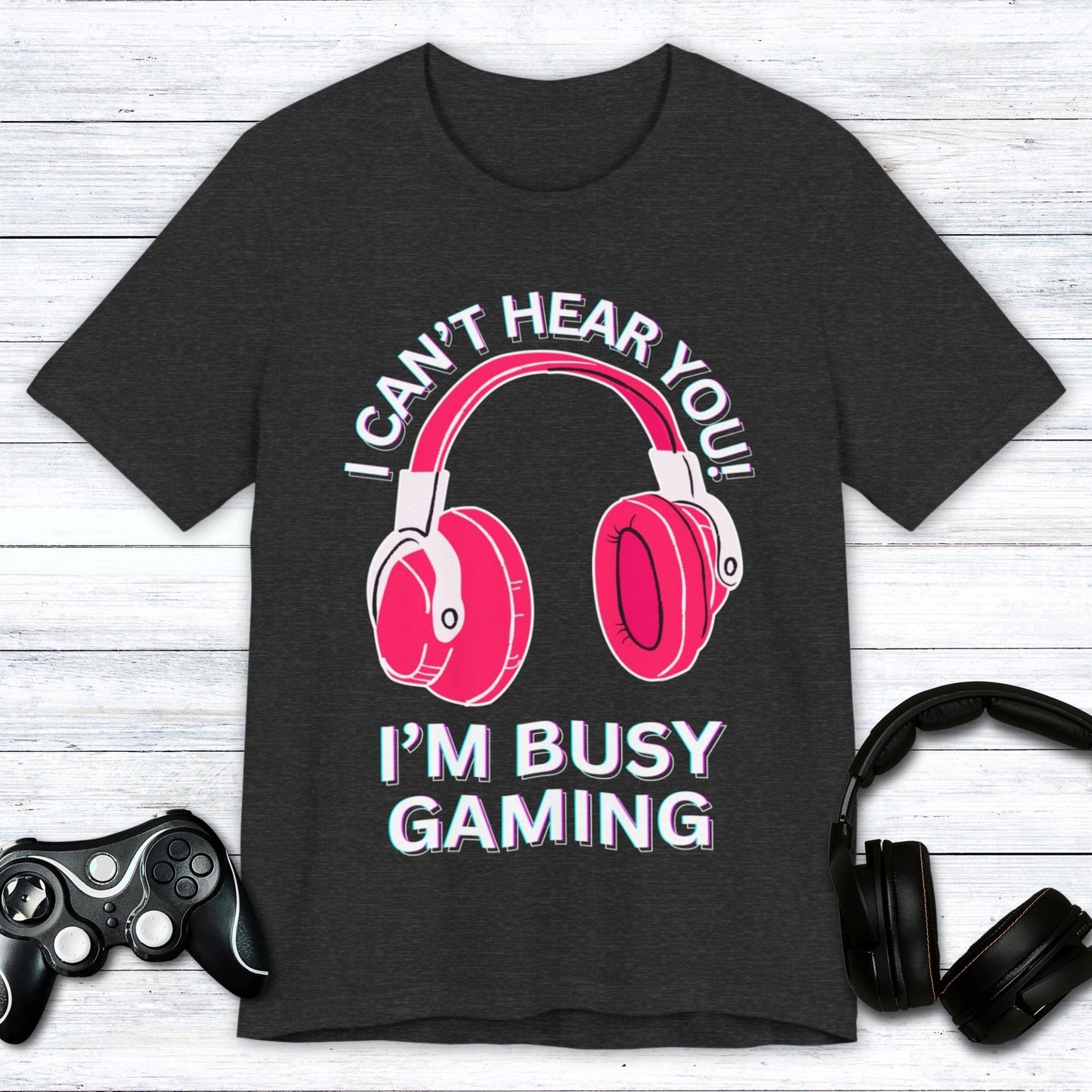 T-Shirt Dark Grey Heather / S I Can't Hear You "Hibiscus" Gaming T-shirt