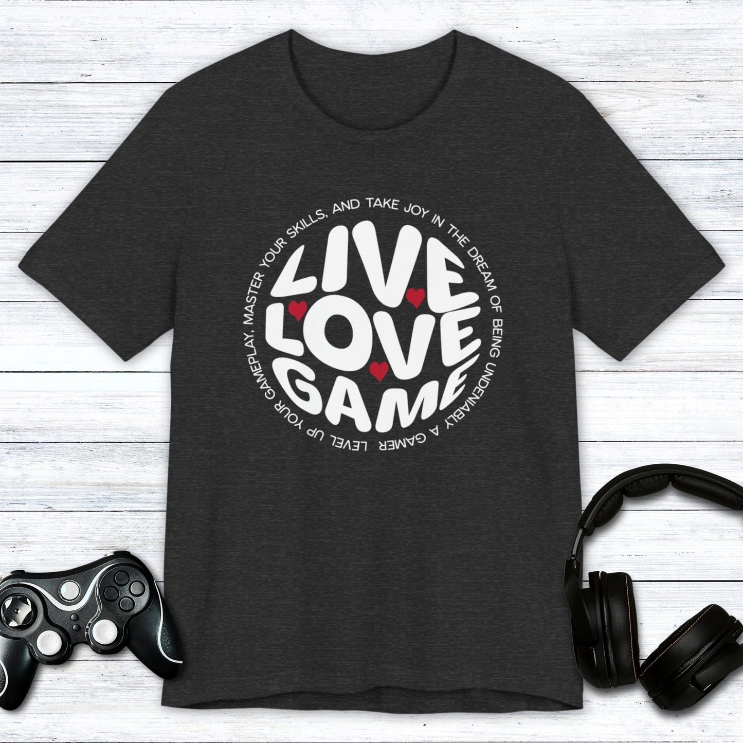 T-Shirt Dark Grey Heather / S Live, Love, Game (Around the World) T-shirt