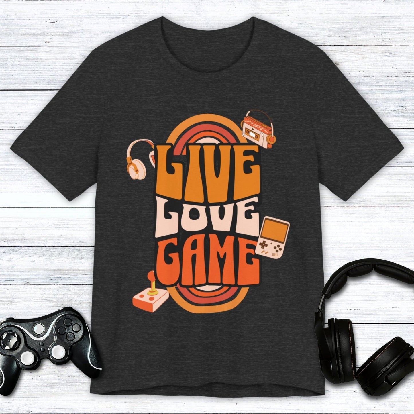 T-Shirt Dark Grey Heather / S Live, Love, Game (Retro Edition) T-shirt