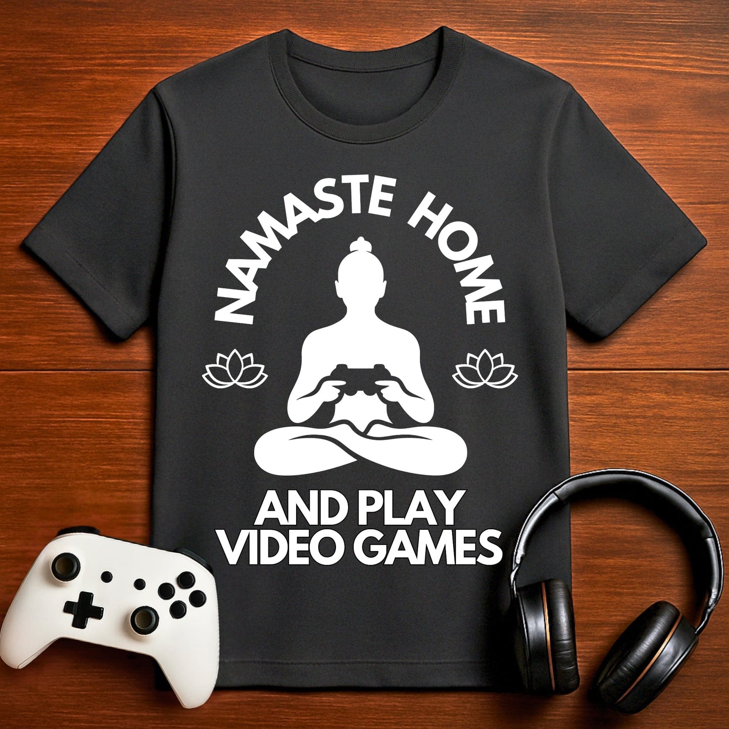 T-Shirt Dark Grey Heather / S Namaste Home (Lotus Flower) Gamer T-shirt
