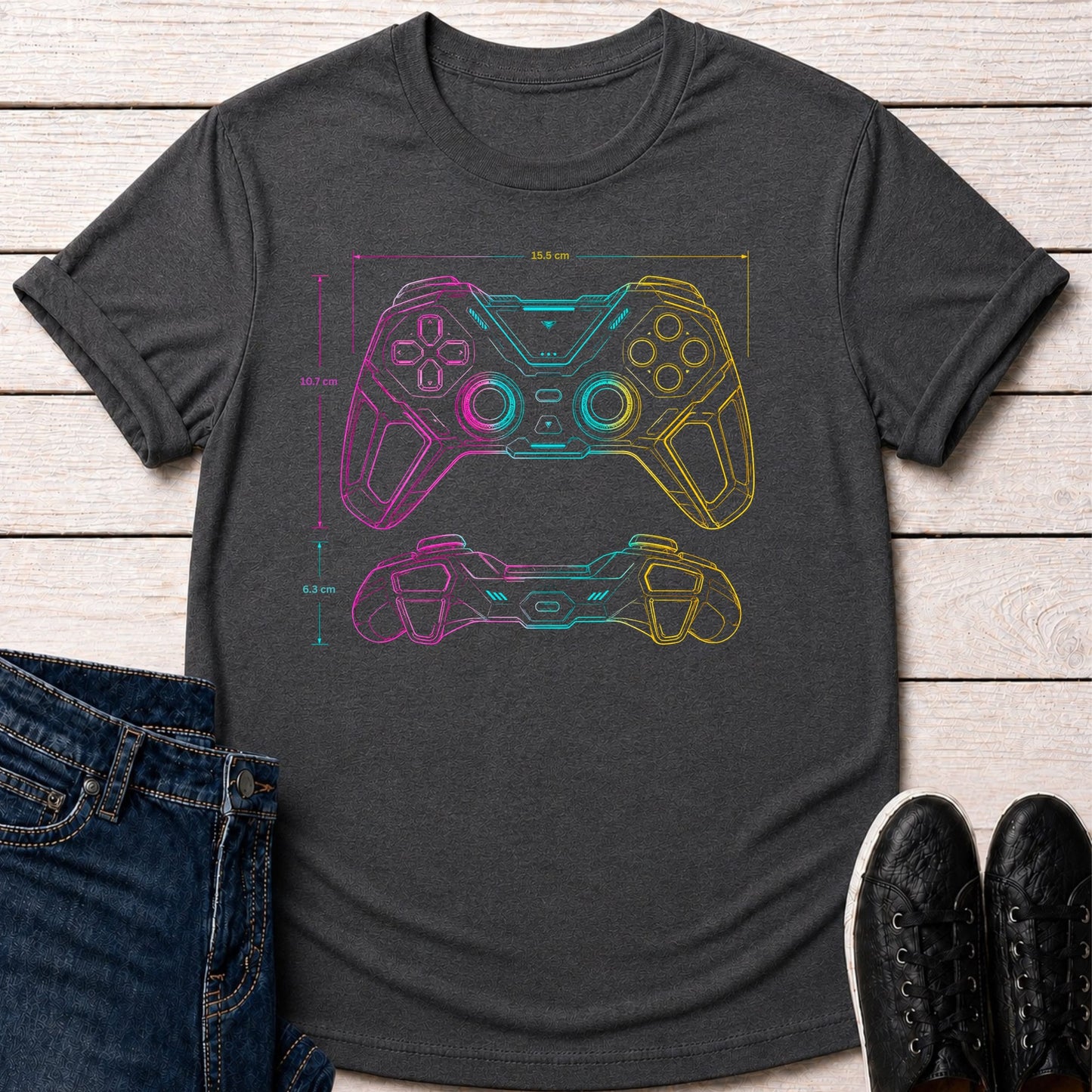 T-Shirt Dark Grey Heather / S Neon Controller Blueprint T-shirt