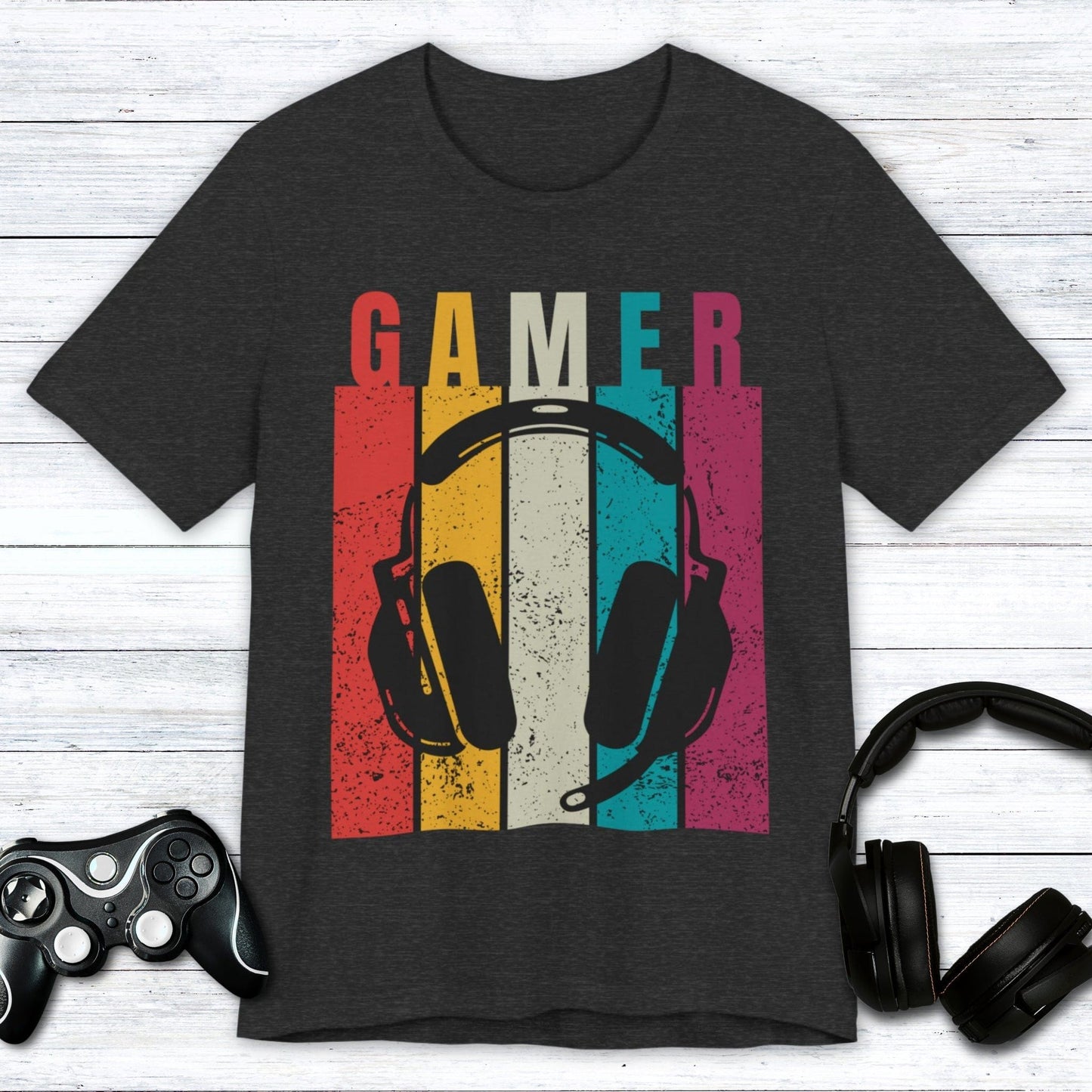 T-Shirt Dark Grey Heather / S Vintage Gamer (Headset Edition) T-shirt