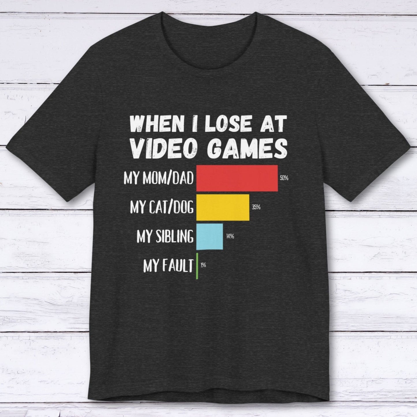 T-Shirt Dark Grey Heather / S When I Lose at Video Games (Family Edition) T-shirt