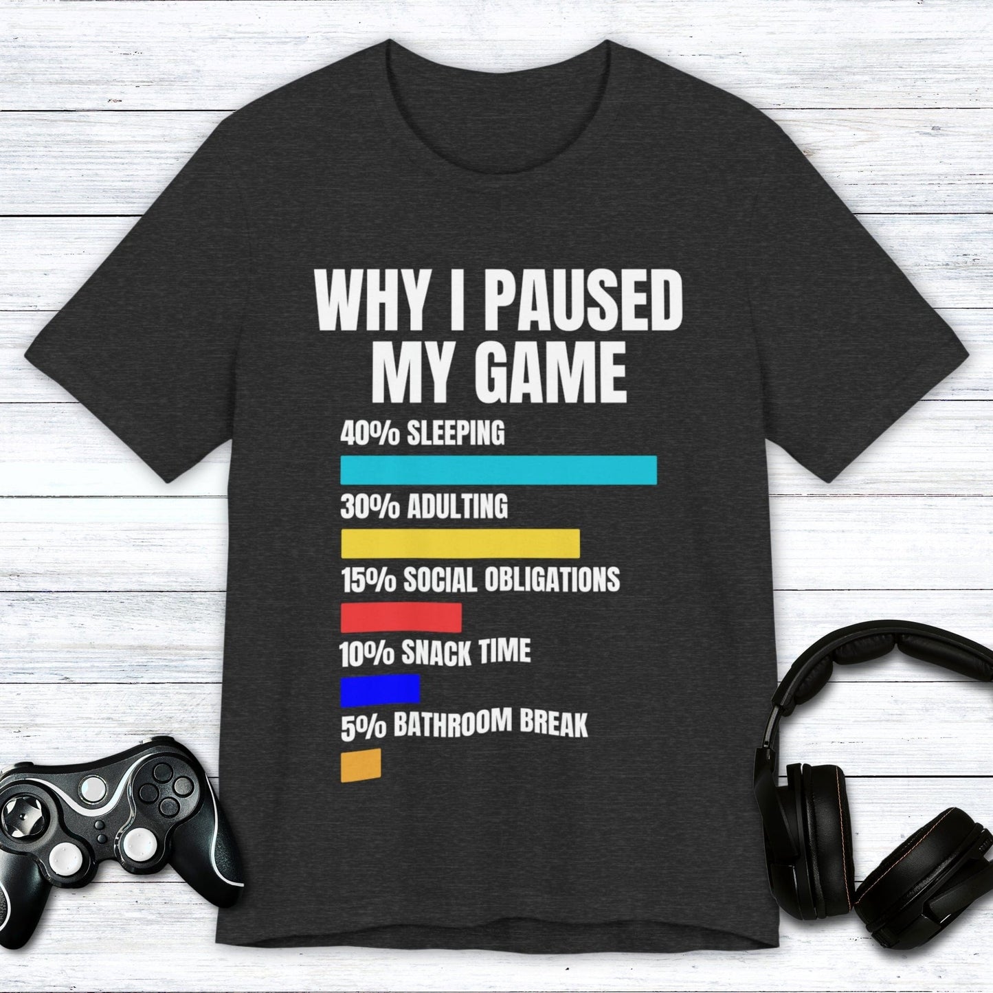 T-Shirt Dark Grey Heather / S Why I Paused My Game T-shirt