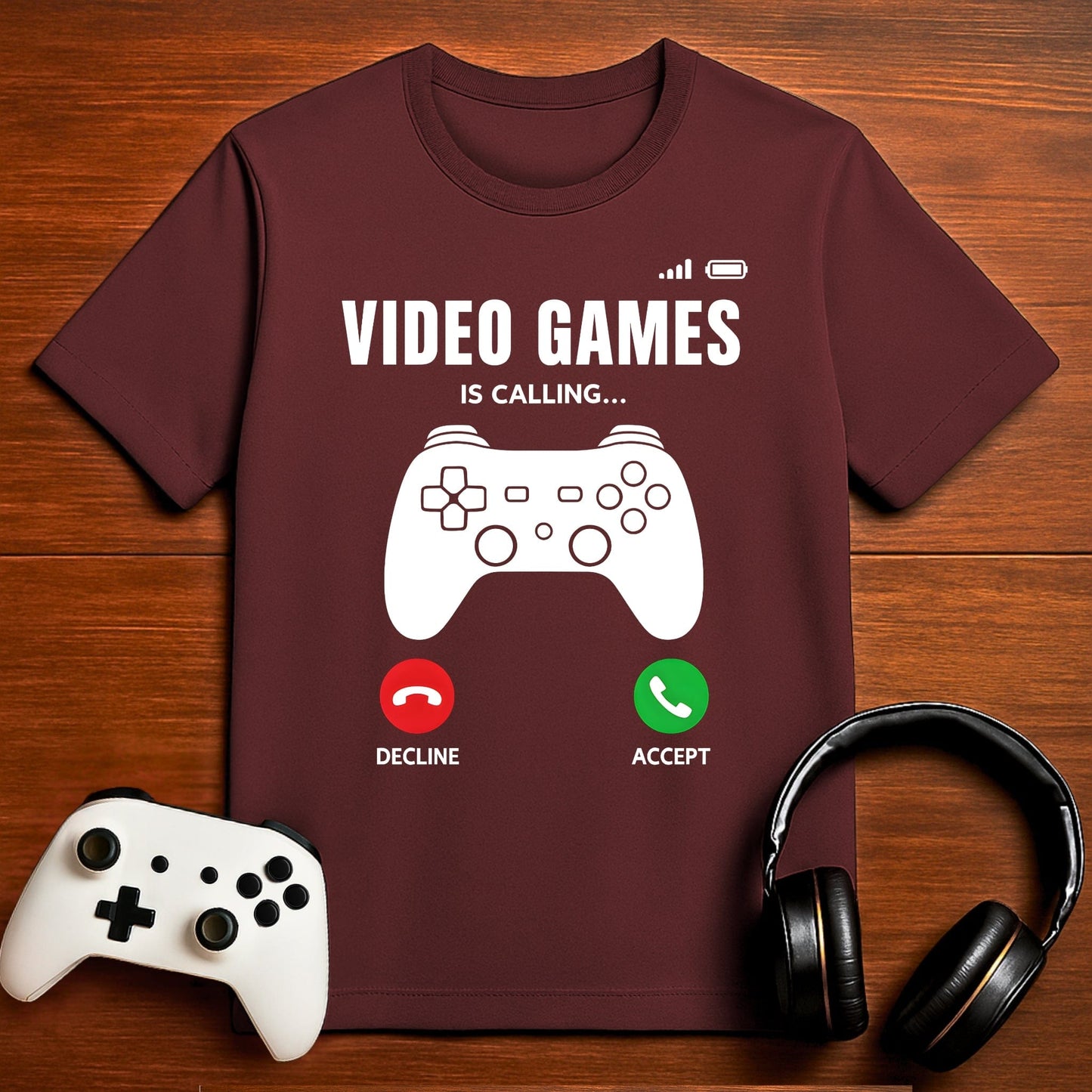 T-Shirt Maroon / S Answer or Decline? Gaming T-shirt