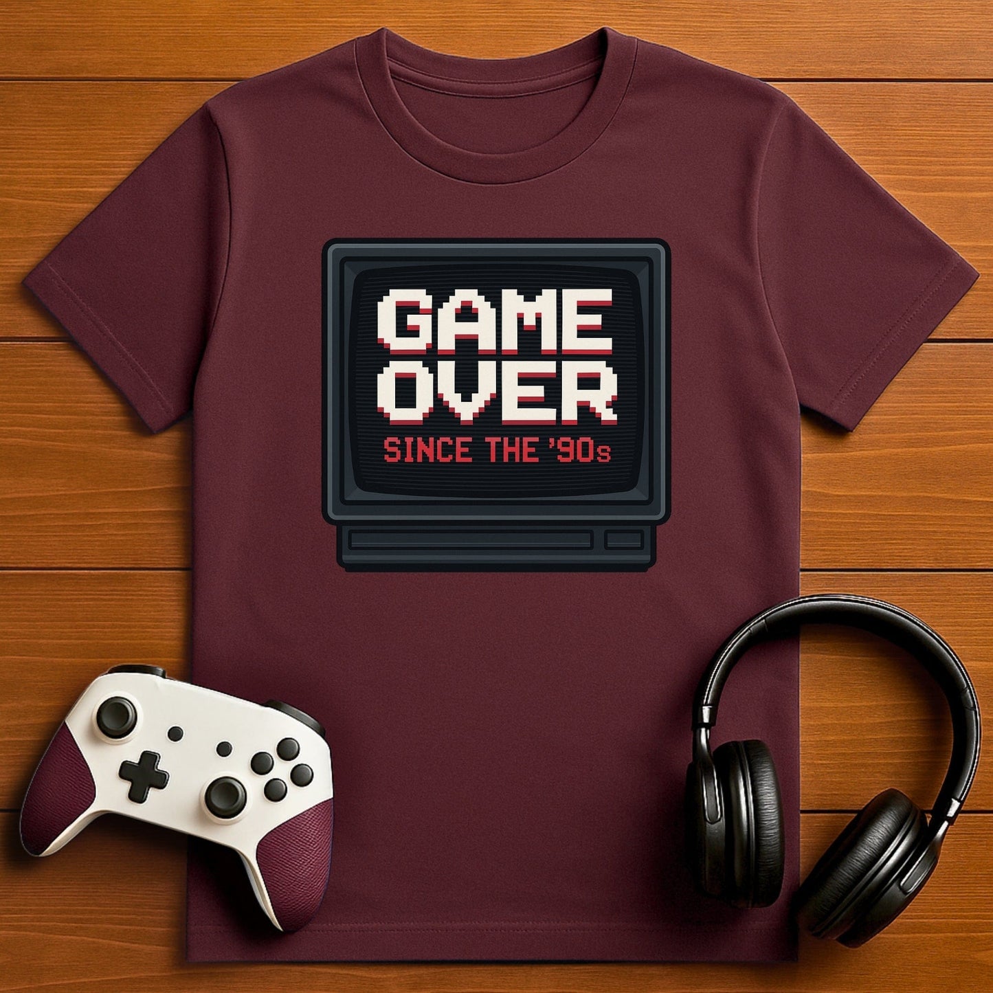 T-Shirt Maroon / S Game Over - TV Box T-Shirt