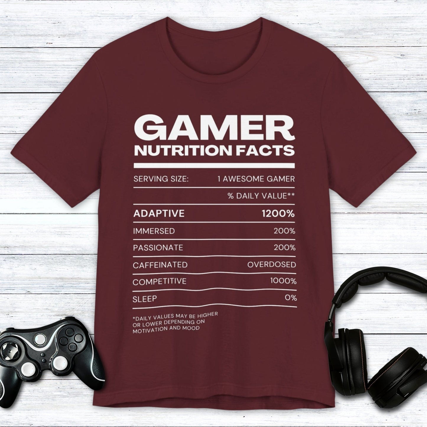 T-Shirt Maroon / S Gamer Nutrition Facts T-shirt