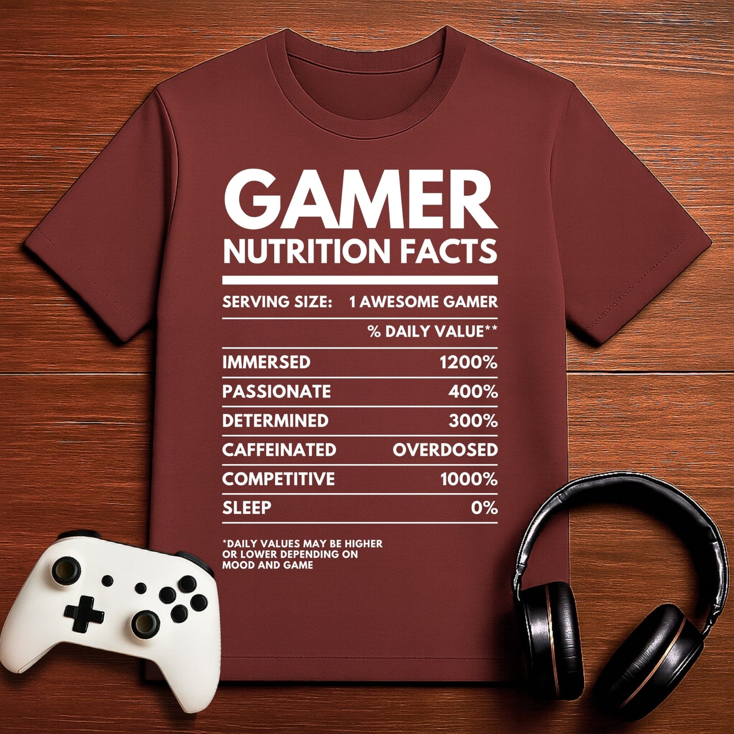 T-Shirt Maroon / S Gamer Nutrition Label T-shirt
