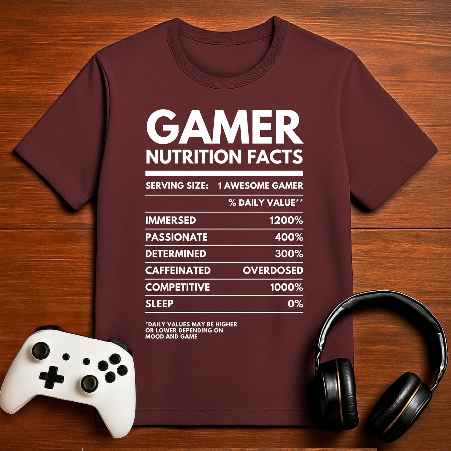 T-Shirt Maroon / S Gamer Nutrition Label T-shirt