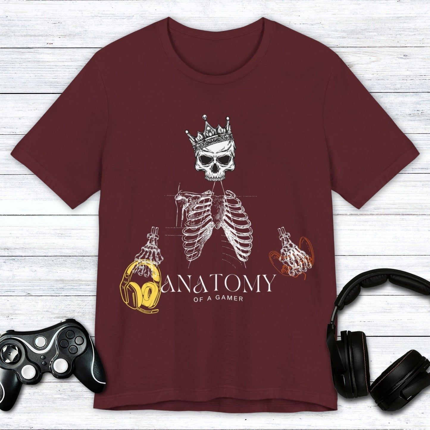 T-Shirt Maroon / S Gamer's Anatomy: Bones & Buttons T-shirt