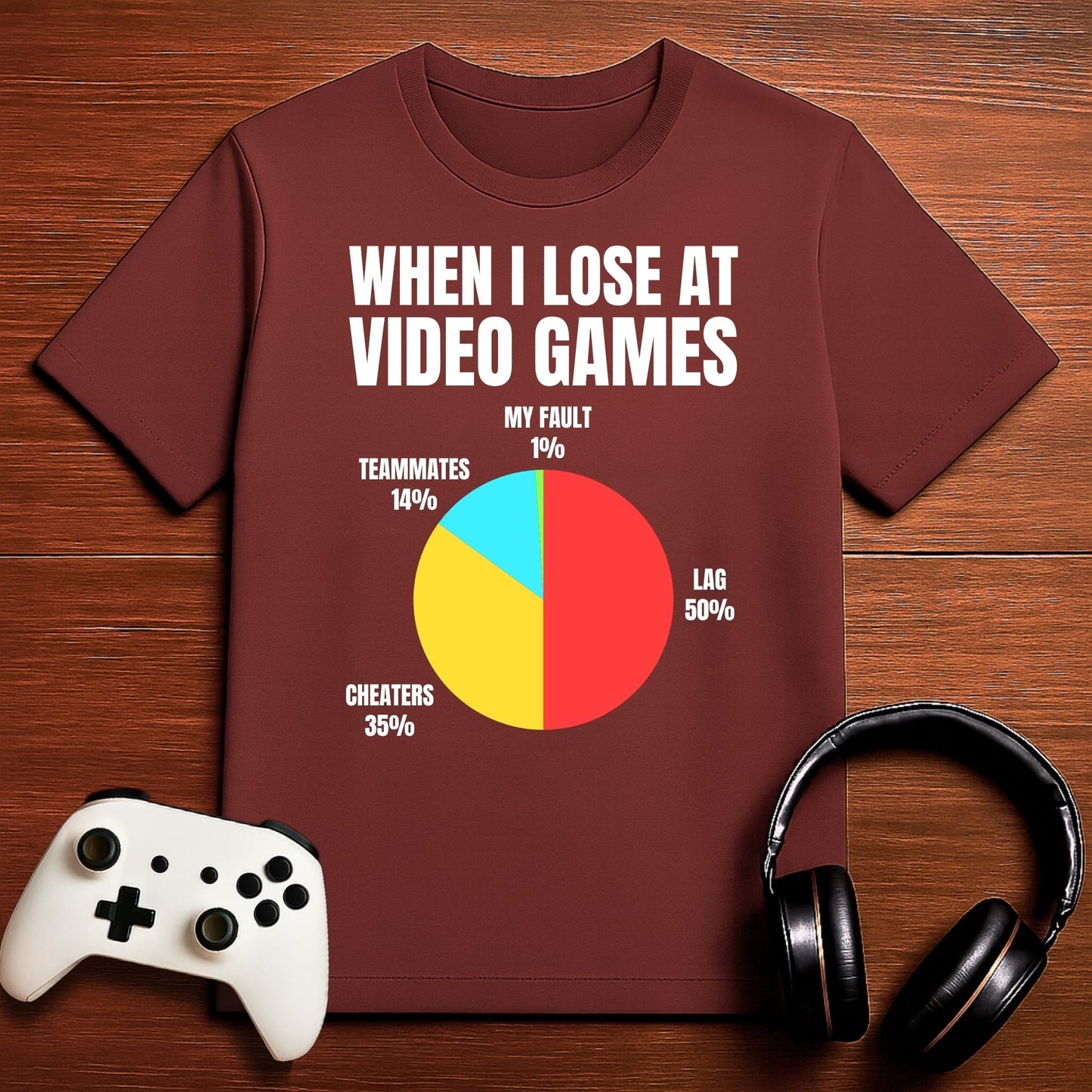 T-Shirt Maroon / S Gamers Excuse Pie Chart T-shirt
