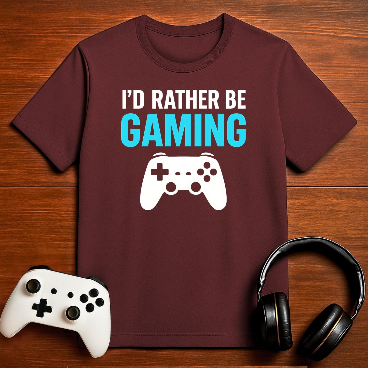 T-Shirt Maroon / S Here Physically, Gaming Mentally T-shirt