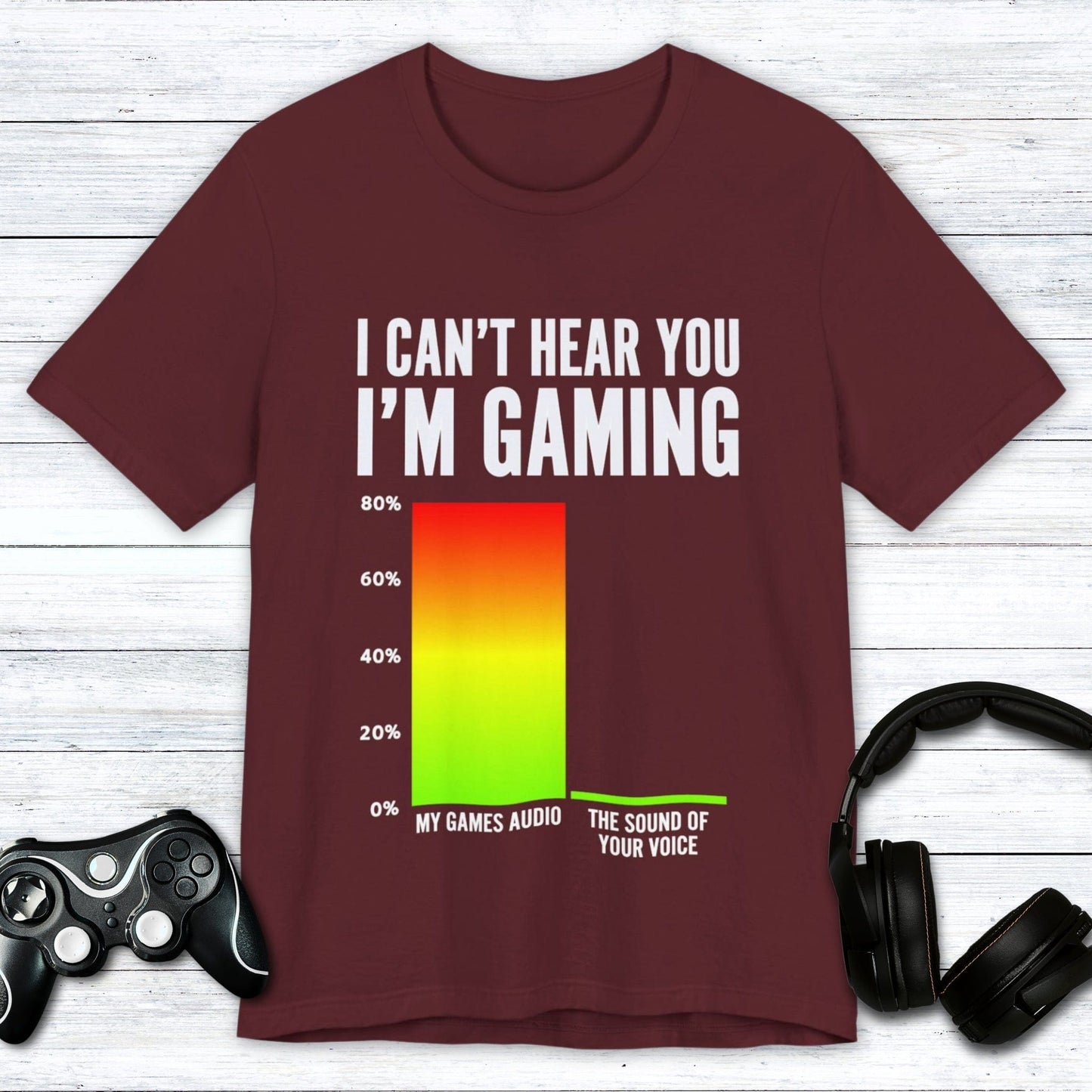 T-Shirt Maroon / S I Can't Hear You (Bar Chart) T-shirt
