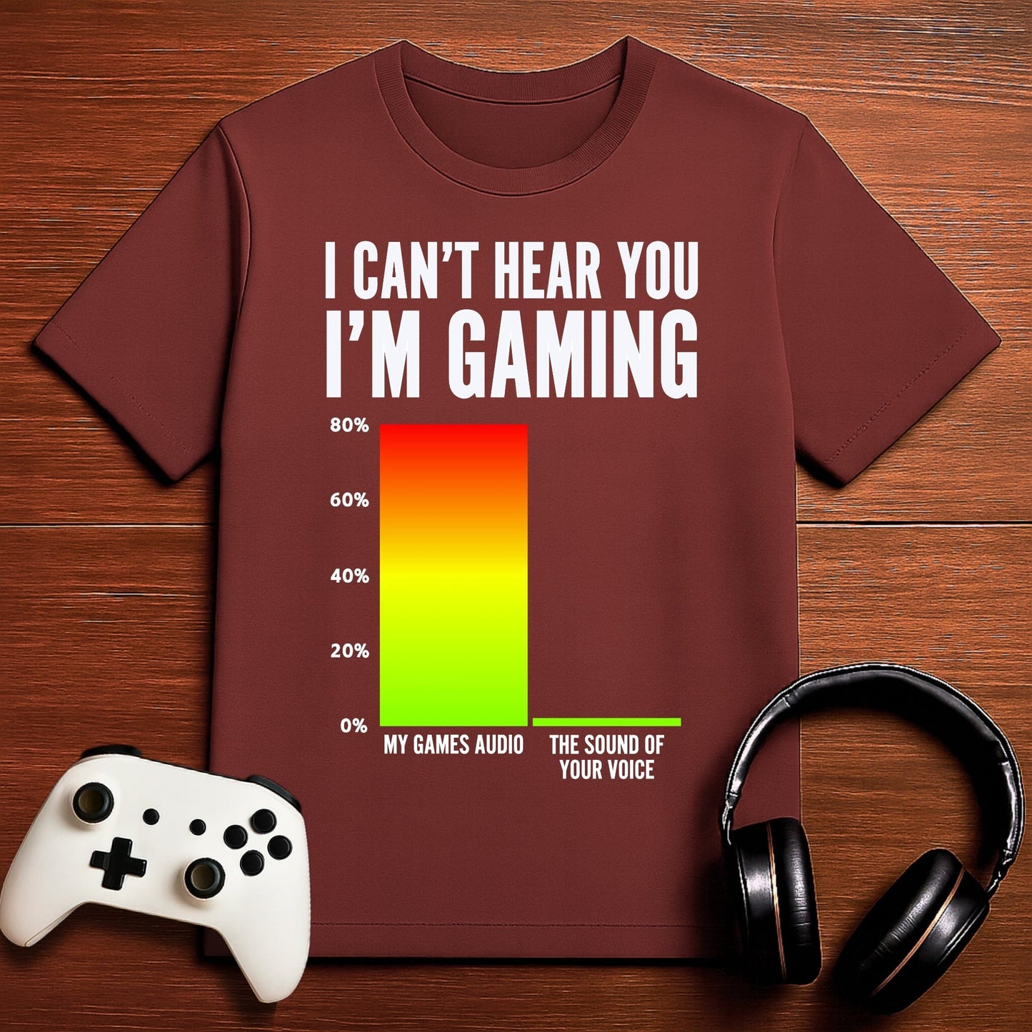 T-Shirt Maroon / S I Can't Hear You (Bar Chart) T-shirt