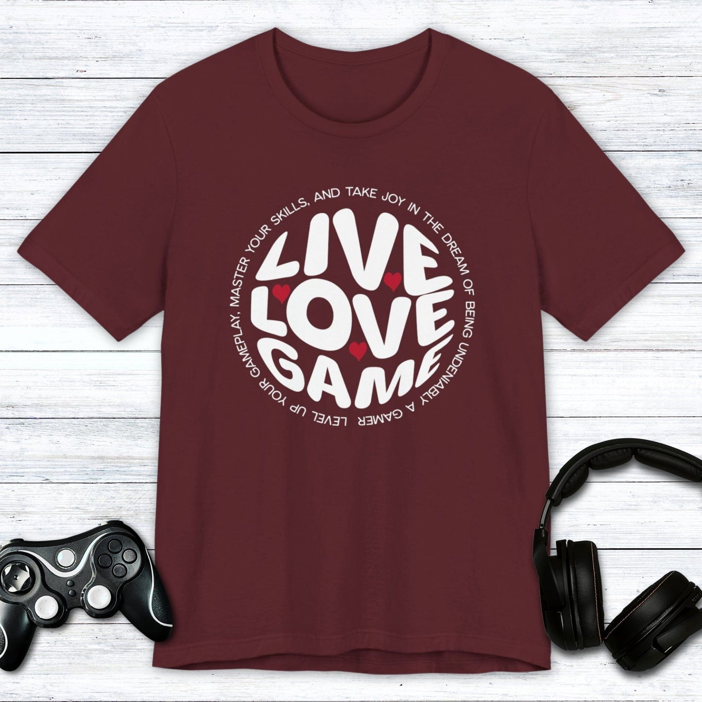 T-Shirt Maroon / S Live, Love, Game (Around the World) T-shirt
