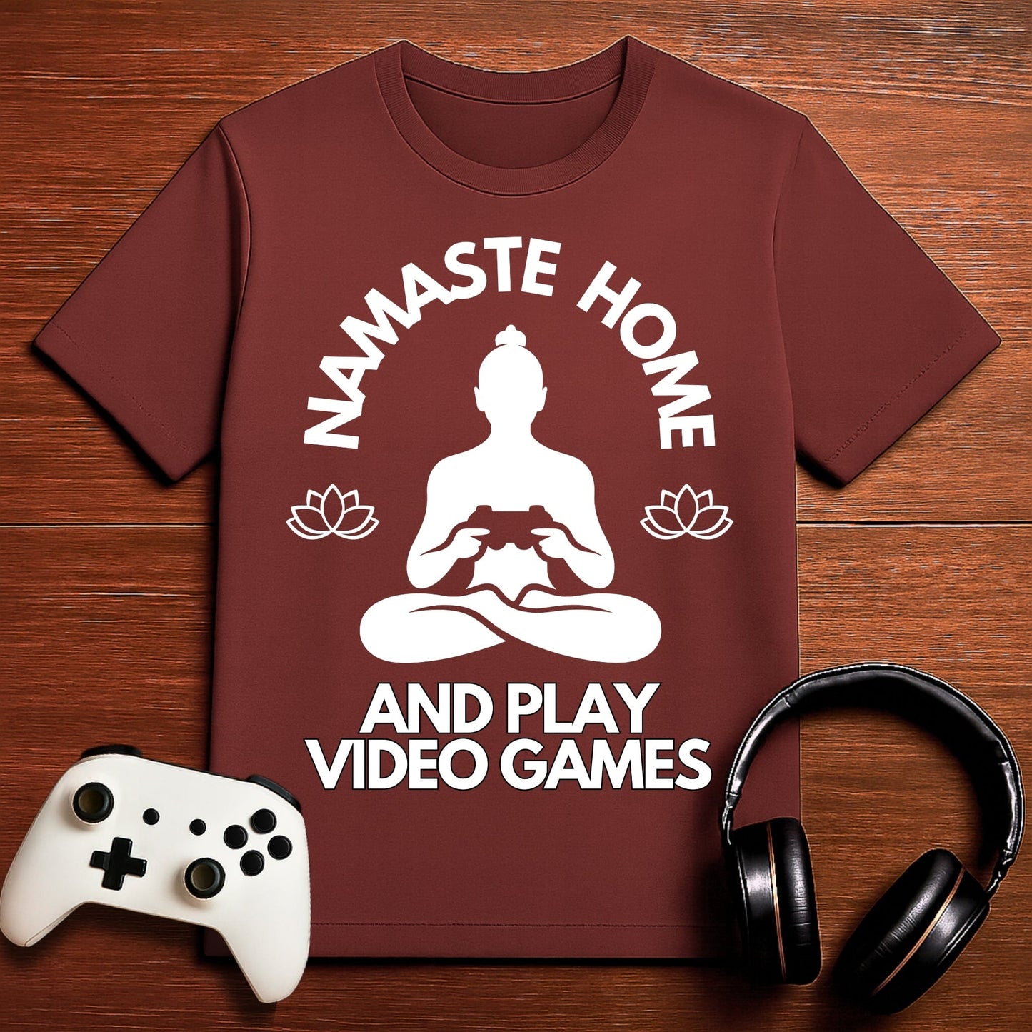 T-Shirt Maroon / S Namaste Home (Lotus Flower) Gamer T-shirt