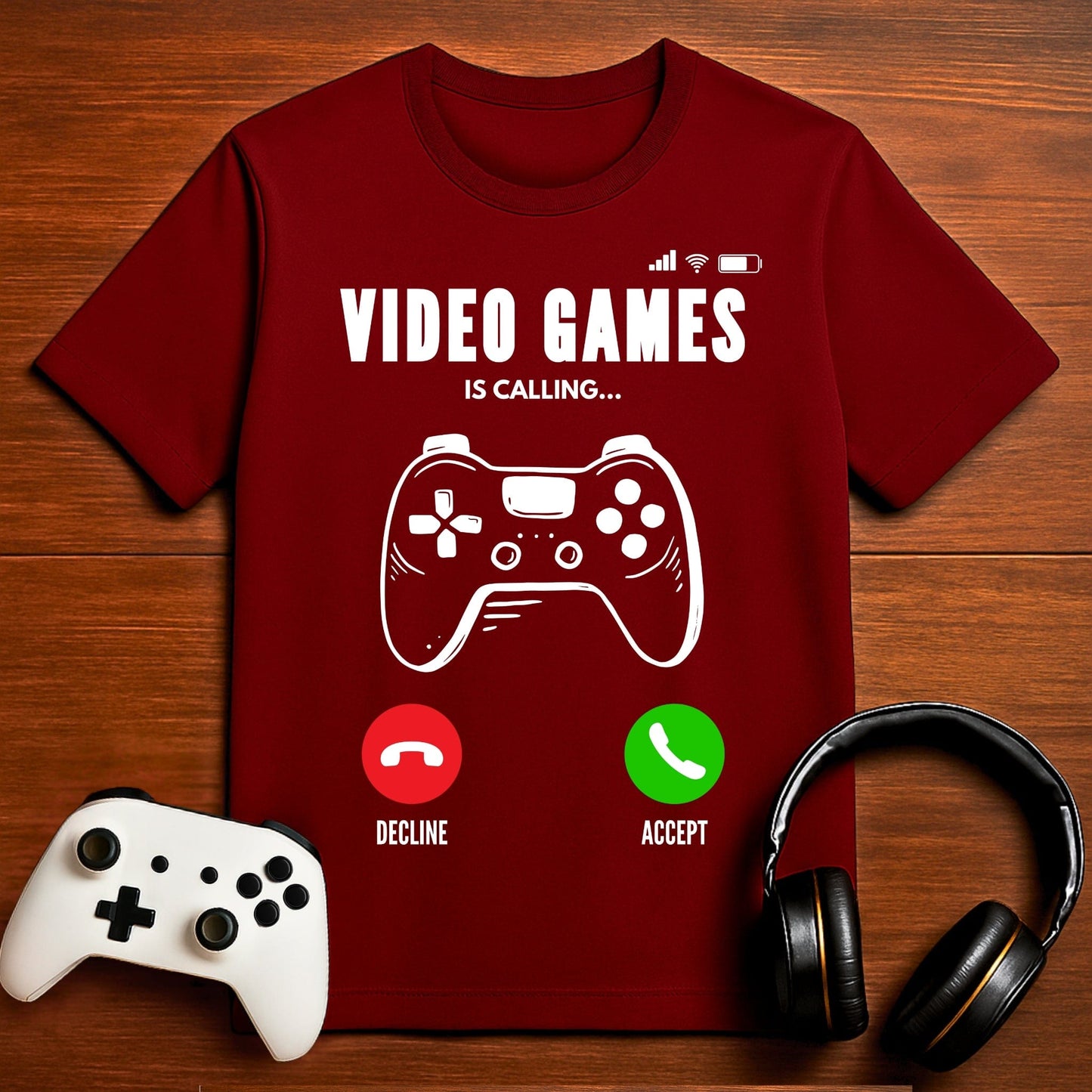 T-Shirt Maroon / S Video Games is Calling T-shirt