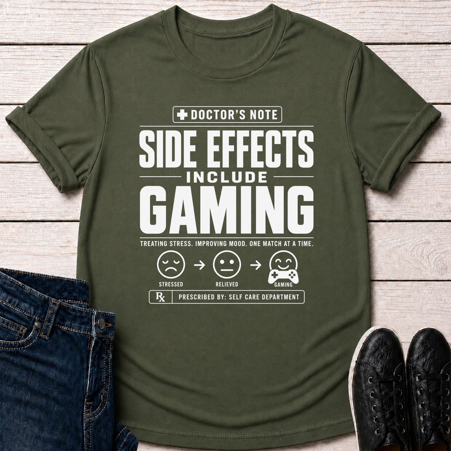 T-Shirt Military Green / S Side Effects Include Gaming T-shirt