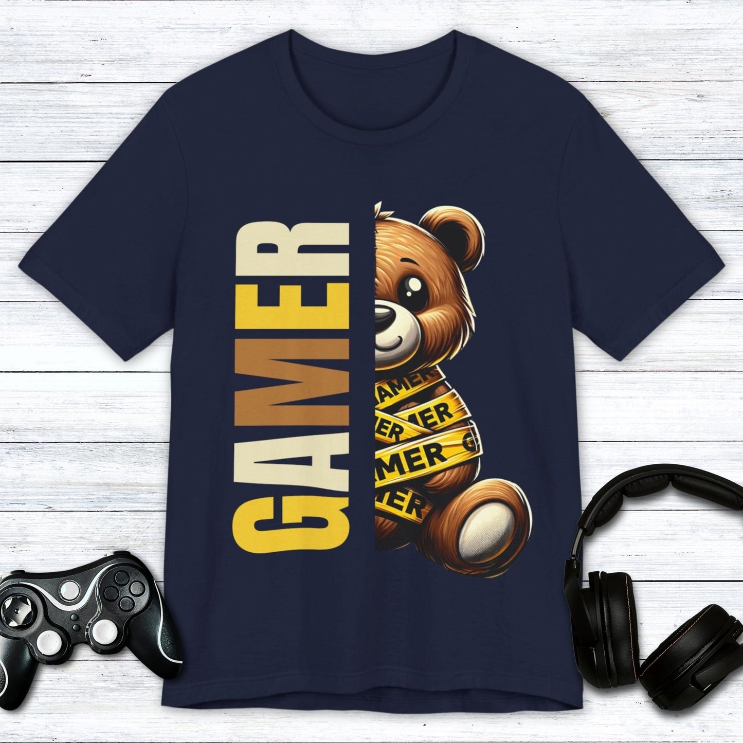 T-Shirt Navy / S Caution Gamer Bear T-shirt
