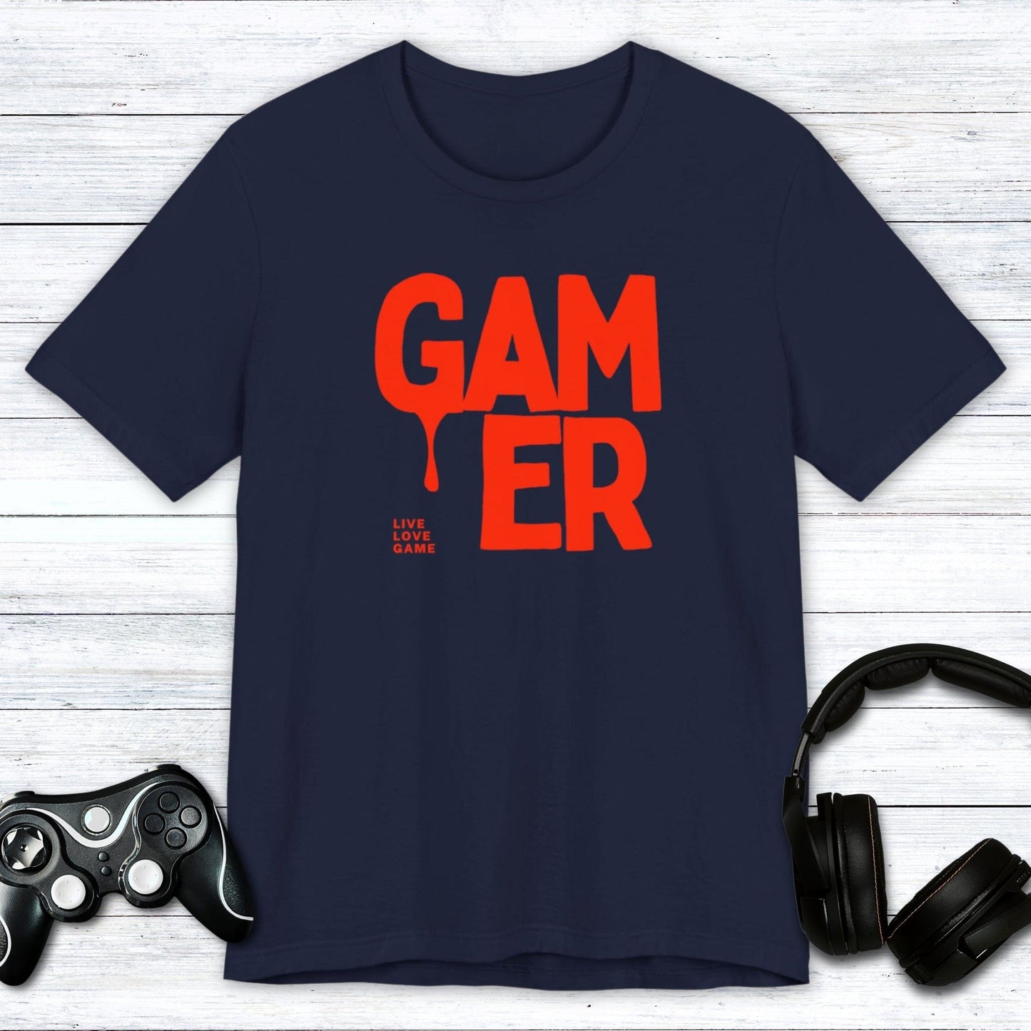 T-Shirt Navy / S Gamer Drip: Live, Love, Game T-shirt