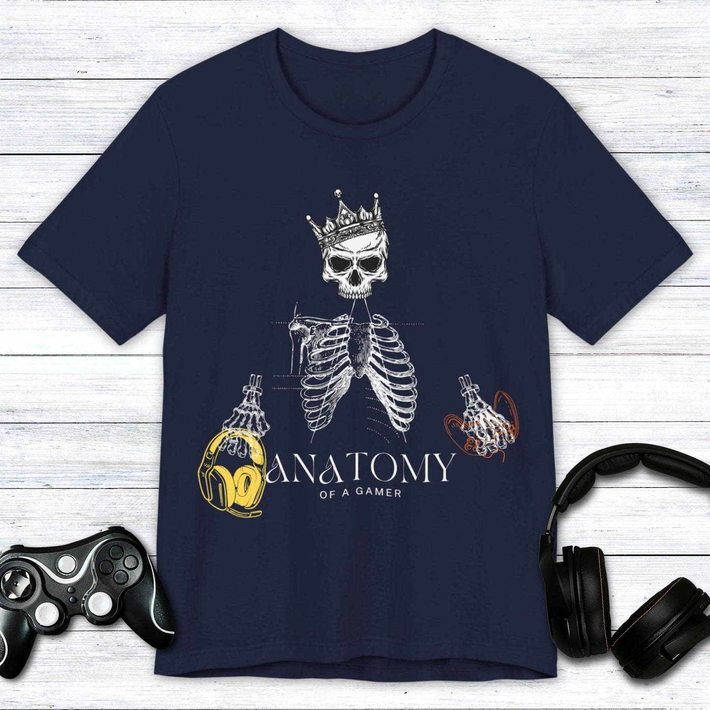 T-Shirt Navy / S Gamer's Anatomy: Bones & Buttons T-shirt