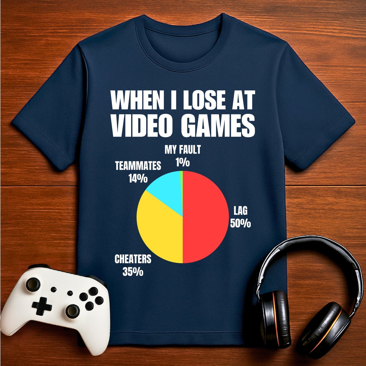 T-Shirt Navy / S Gamers Excuse Pie Chart T-shirt