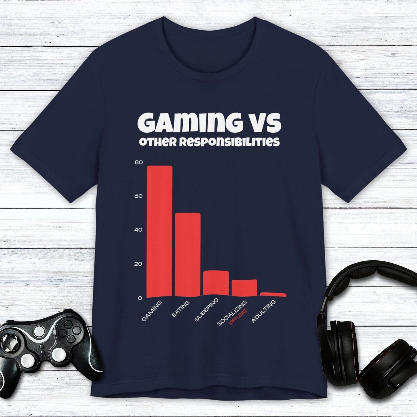 T-Shirt Navy / S Gaming vs Other Responsibilities T-shirt