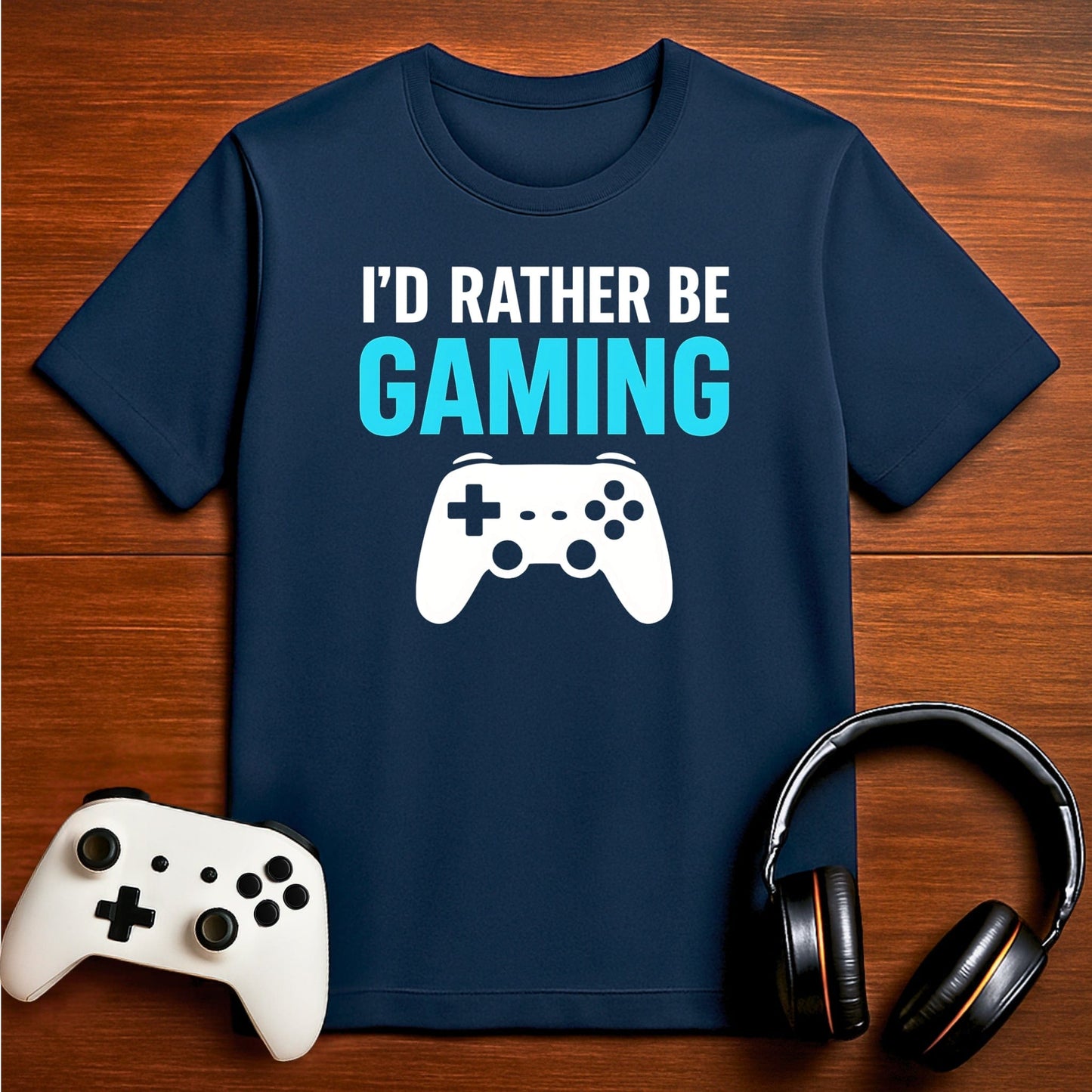 T-Shirt Navy / S Here Physically, Gaming Mentally T-shirt