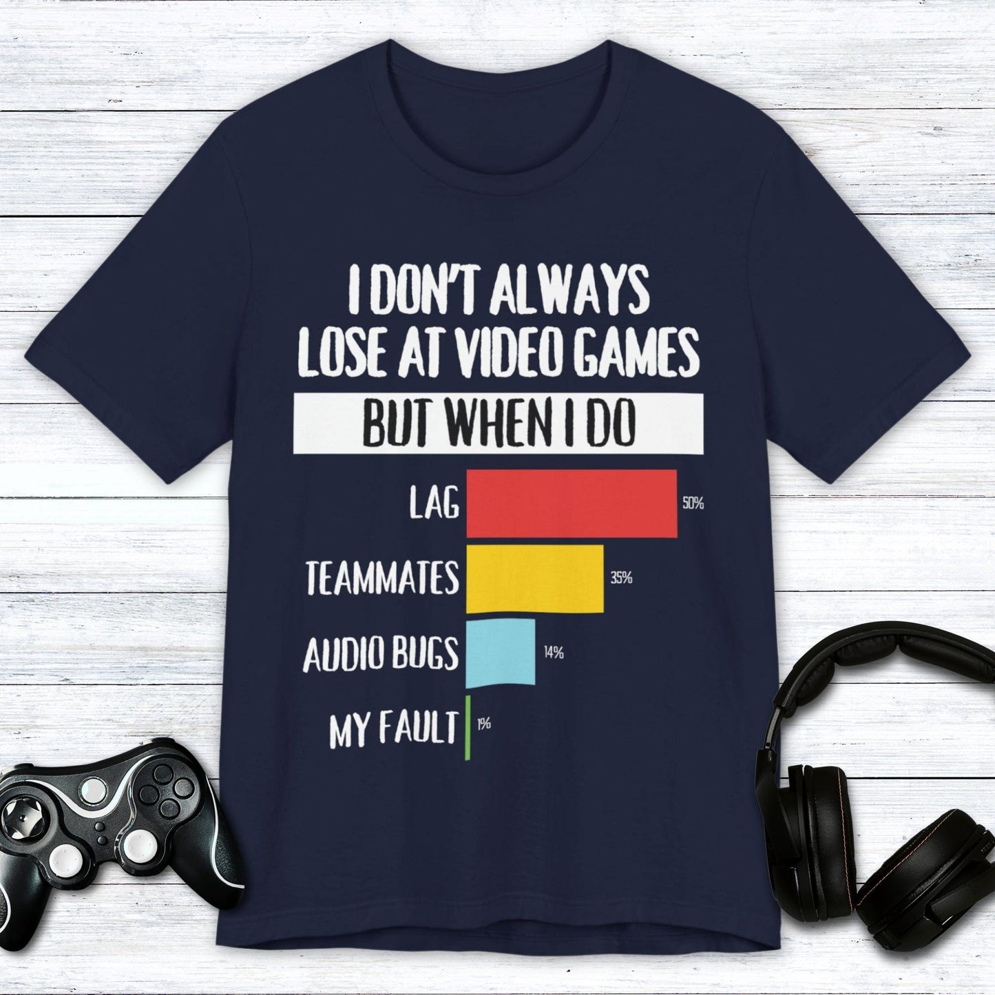 T-Shirt Navy / S I Don't Always Lose at Video Games T-shirt