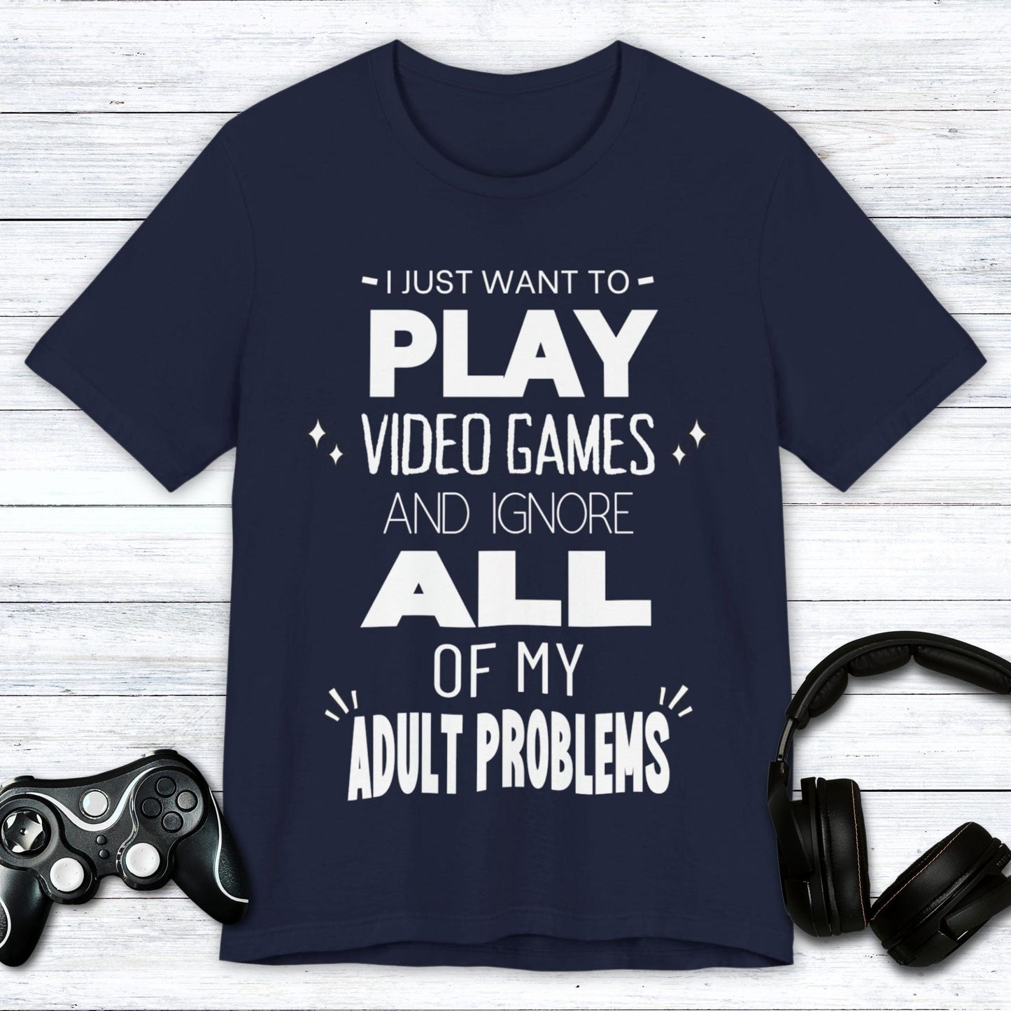 T-Shirt Navy / S Pause Adulting, Play Games T-shirt