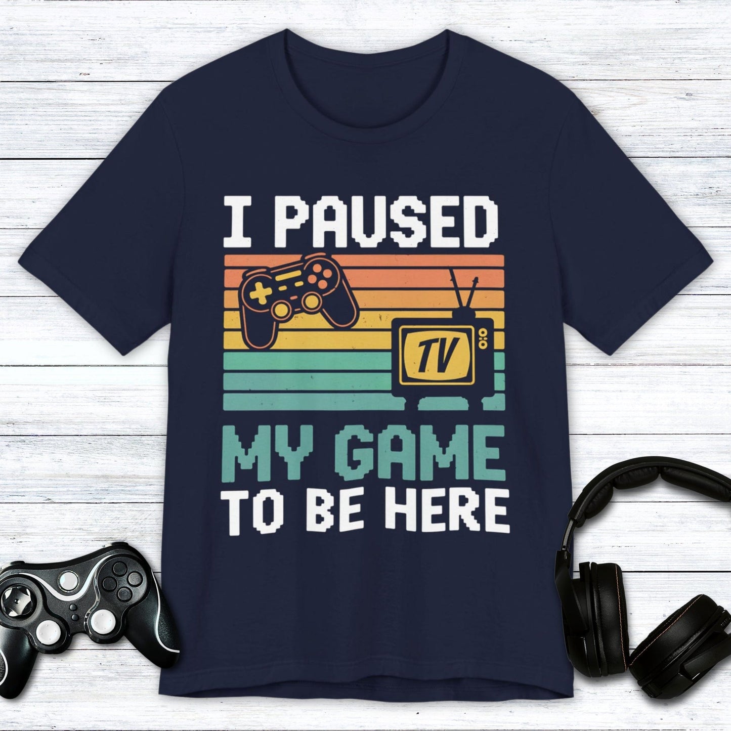 T-Shirt Navy / S Paused My Pixels for People T-shirt