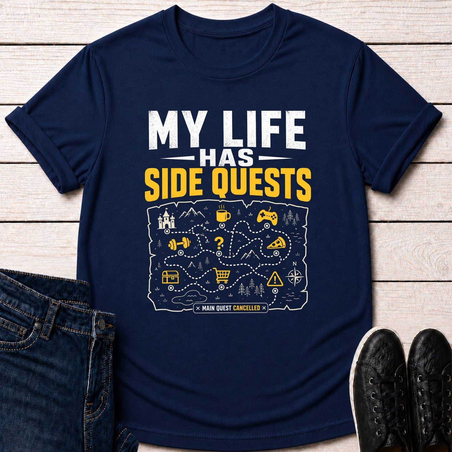 T-Shirt Navy / S Side Quest Life T-shirt