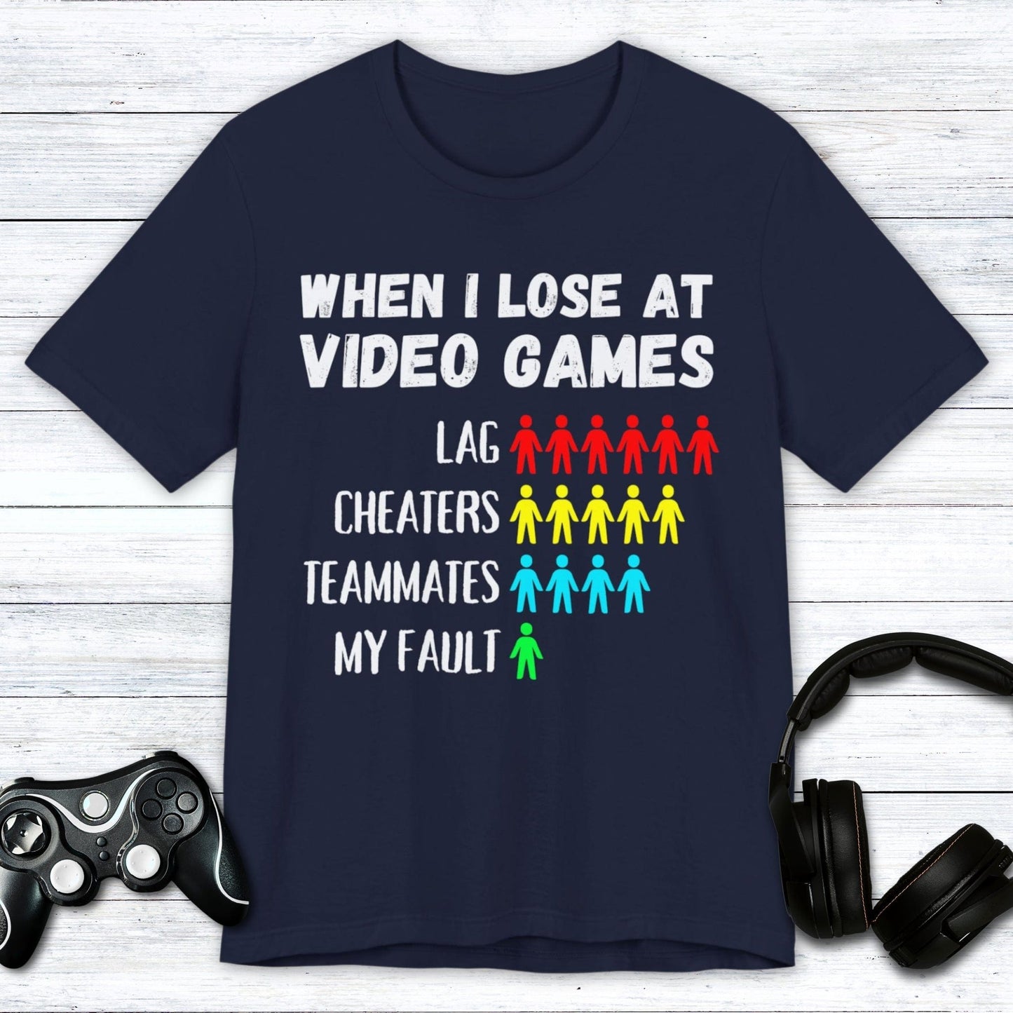 T-Shirt Navy / S When I Lose At Video Games (Pictograph Edition) T-shirt
