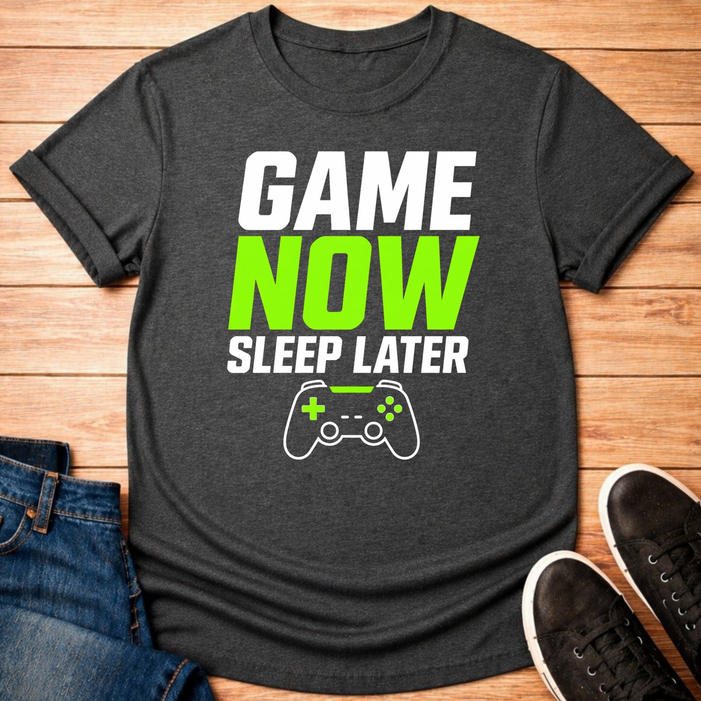 T-Shirt Dark Grey Heather / S Game Now Later T-shirt