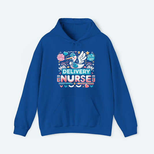 Hoodie Royal / S Delivery Stork Nurse Hooded Sweatshirt
