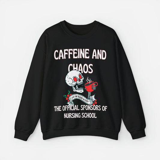 Sweatshirt S / Black Caffeine and Chaos Crewneck Sweatshirt
